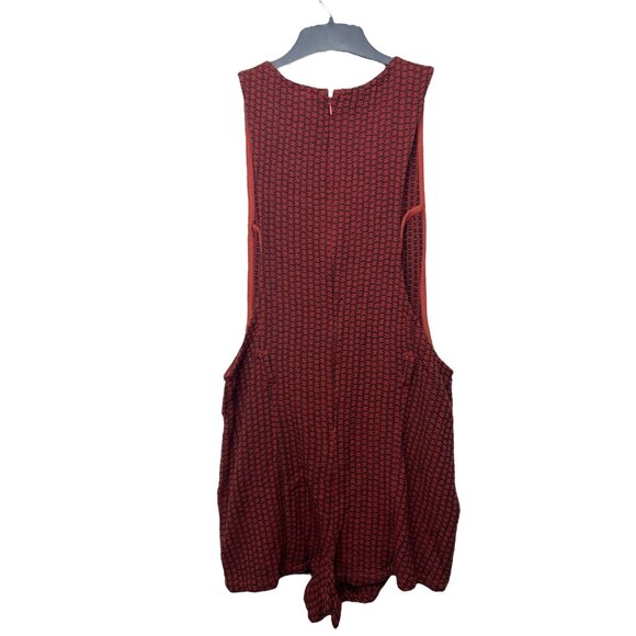Free People Mod Mini Romper Playsuit Red & Black Sleeveless Women’s Size 10 - Picture 3 of 14